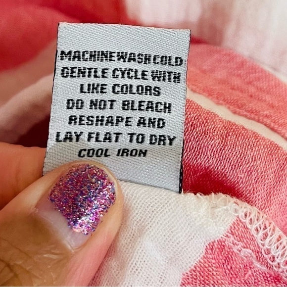 Habitat Quarter Sleeve Gauze Top XS Pink/White - Picture 5 of 11